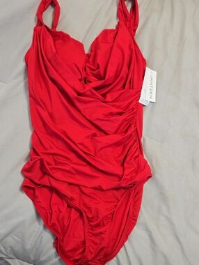 Jantzen Vibrant Red Draped One-Piece Swimsuit
